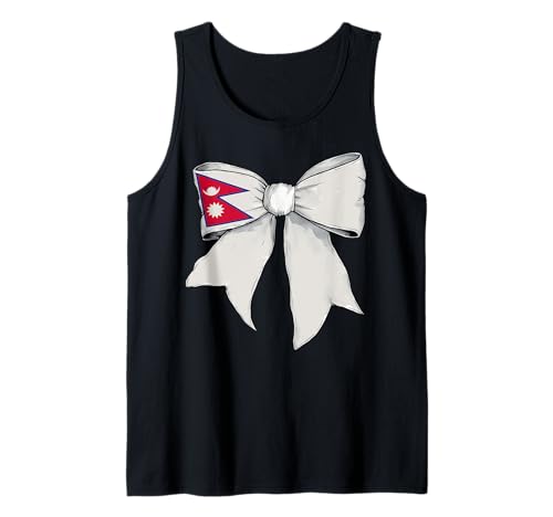 Nepal Nepali Pride Flagge Mädchen Kokette Schleife Band Tank Top Nepal Nepali Pride Flagge Mädchen Kokette Schleife Band Tank Top von Womens Coquette Bow Nepal Heritage Flag Gifts