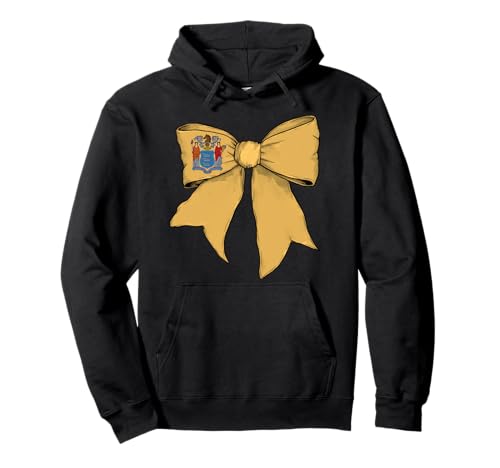 Kokettenschleifenband für Mädchen, Flagge des Bundesstaates New Jersey Pullover Hoodie von Womens Coquette Bow New Jersey Heritage Flag Gifts