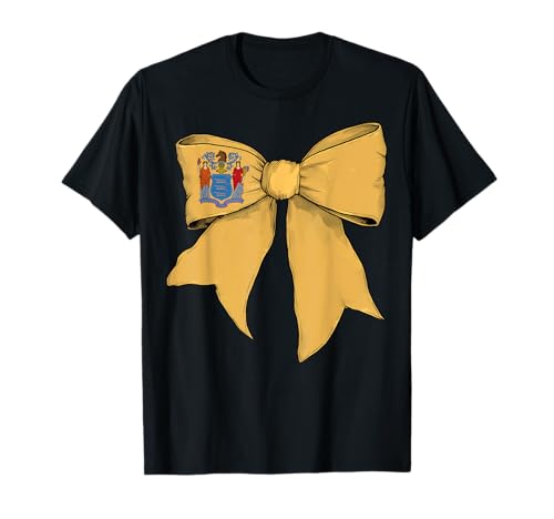 Kokettenschleifenband für Mädchen, Flagge des Bundesstaates New Jersey T-Shirt von Womens Coquette Bow New Jersey Heritage Flag Gifts