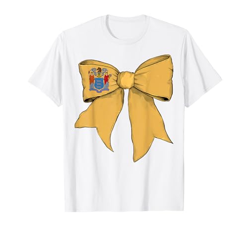 Kokettenschleifenband für Mädchen, Flagge des Bundesstaates New Jersey T-Shirt von Womens Coquette Bow New Jersey Heritage Flag Gifts