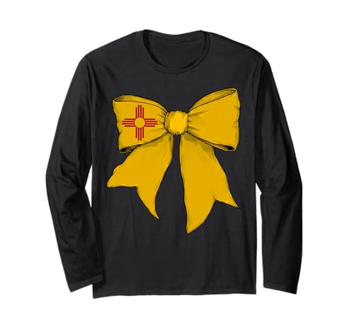 Kokettenschleifenband für Mädchen, Flagge des Bundesstaates New Mexico Langarmshirt von Womens Coquette Bow New Mexico Heritage Flag Gifts