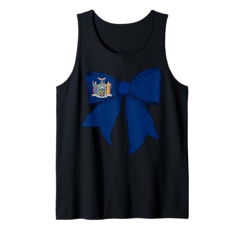 Kokettenschleifenband mit Flagge des Bundesstaates New York für Mädchen Tank Top von Womens Coquette Bow New York Heritage Flag Gifts