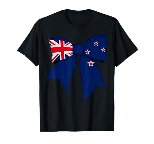 Neuseeland Neuseeland Pride Flag Girl Coquette Bow T-Shirt Neuseeland Neuseeland Pride Flag Girl Coquette Bow T-Shirt von Womens Coquette Bow New Zealand Heritage Gifts