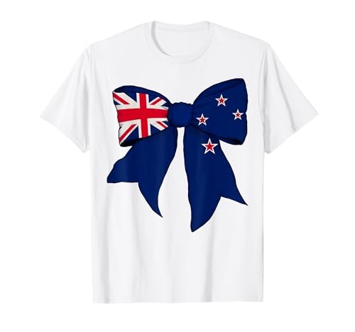 Neuseeland Neuseeland Pride Flag Girl Coquette Bow T-Shirt Neuseeland Neuseeland Pride Flag Girl Coquette Bow T-Shirt von Womens Coquette Bow New Zealand Heritage Gifts