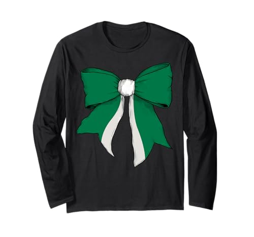 Nigeria Nigeria Pride Flag Girl Coquette Bow Ribbon Langarmshirt Nigeria Nigeria Pride Flag Girl Coquette Bow Ribbon Langarmshirt von Womens Coquette Bow Nigeria Heritage Flag Gifts
