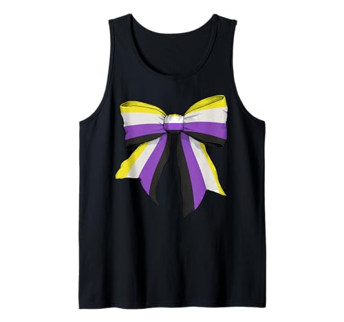 Non-Binary Pride Flag LGBTQ Coquette Bow für Mädchen Tank Top von Womens Coquette Bow Non Binary Pride LGBTQ Gifts