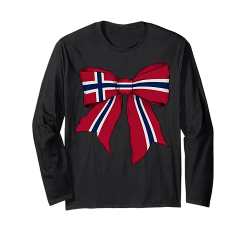 Norwegische Norwegische Flagge Mädchen Kokette Schleife Band Langarmshirt Norwegische Norwegische Flagge Mädchen Kokette Schleife Band Langarmshirt von Womens Coquette Bow Norway Heritage Flag Gifts