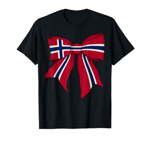 Norwegische Norwegische Flagge Mädchen Kokette Schleife Band T-Shirt Norwegische Norwegische Flagge Mädchen Kokette Schleife Band T-Shirt von Womens Coquette Bow Norway Heritage Flag Gifts