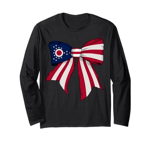Kokettenschleifenband mit der Flagge des Bundesstaates Ohio für Mädchen Langarmshirt Kokettenschleifenband mit der Flagge des Bundesstaates Ohio für Mädchen Langarmshirt von Womens Coquette Bow Ohio Heritage Flag Gifts