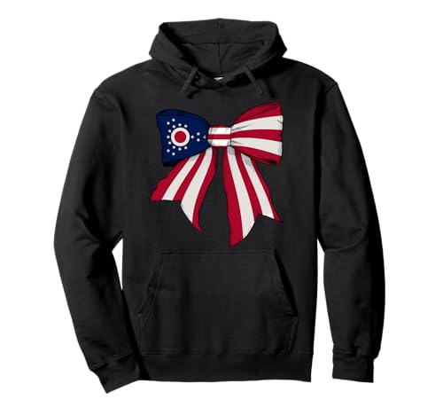 Kokettenschleifenband mit der Flagge des Bundesstaates Ohio für Mädchen Pullover Hoodie Kokettenschleifenband mit der Flagge des Bundesstaates Ohio für Mädchen Pullover Hoodie von Womens Coquette Bow Ohio Heritage Flag Gifts