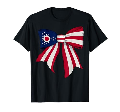 Kokettenschleifenband mit der Flagge des Bundesstaates Ohio für Mädchen T-Shirt Kokettenschleifenband mit der Flagge des Bundesstaates Ohio für Mädchen T-Shirt von Womens Coquette Bow Ohio Heritage Flag Gifts
