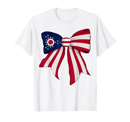 Kokettenschleifenband mit der Flagge des Bundesstaates Ohio für Mädchen T-Shirt Kokettenschleifenband mit der Flagge des Bundesstaates Ohio für Mädchen T-Shirt von Womens Coquette Bow Ohio Heritage Flag Gifts