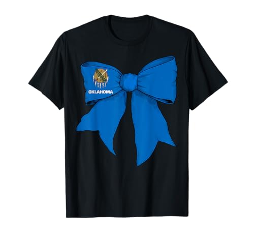 Kokettenschleifenband für Mädchen, Flagge des Bundesstaates Oklahoma T-Shirt Kokettenschleifenband für Mädchen, Flagge des Bundesstaates Oklahoma T-Shirt von Womens Coquette Bow Oklahoma Heritage Flag Gifts