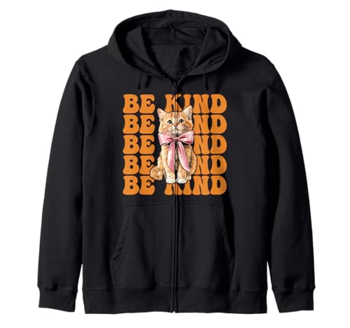 Be Kind Orange Cat Tabby Cat Girl Cat Mama Kokette Bogen Kapuzenjacke von Womens Coquette Bow Orange Cat Tabby Cat Gifts