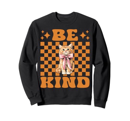 Be Kind Orange Cat Tabby Cat Girl Cat Mama Kokette Bogen Sweatshirt von Womens Coquette Bow Orange Cat Tabby Cat Gifts