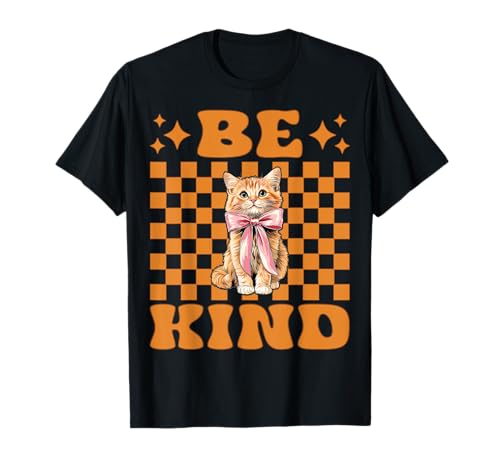 Be Kind Orange Cat Tabby Cat Girl Cat Mama Kokette Bogen T-Shirt von Womens Coquette Bow Orange Cat Tabby Cat Gifts