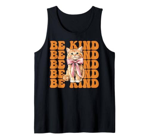 Be Kind Orange Cat Tabby Cat Girl Cat Mama Kokette Bogen Tank Top von Womens Coquette Bow Orange Cat Tabby Cat Gifts
