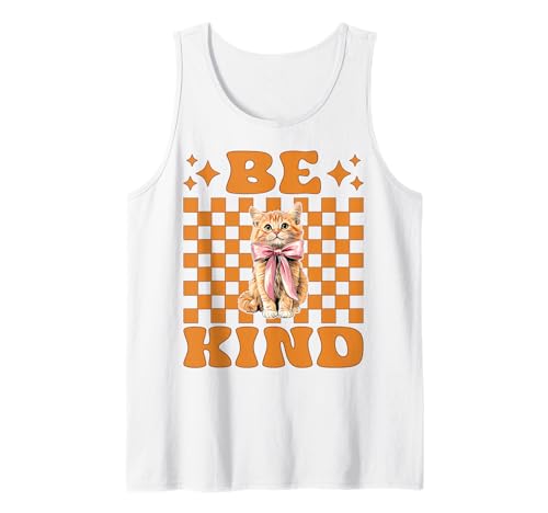 Be Kind Orange Cat Tabby Cat Girl Cat Mama Kokette Bogen Tank Top von Womens Coquette Bow Orange Cat Tabby Cat Gifts
