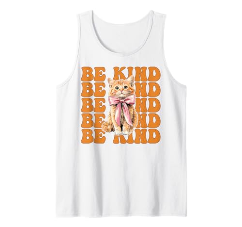 Be Kind Orange Cat Tabby Cat Girl Cat Mama Kokette Bogen Tank Top von Womens Coquette Bow Orange Cat Tabby Cat Gifts
