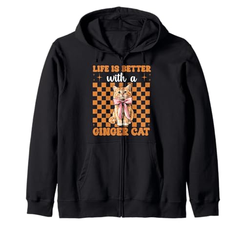 Das Leben ist Besser mit Einer Ginger Cat Orange Cat Tabby Cat Girl Kapuzenjacke von Womens Coquette Bow Orange Cat Tabby Cat Gifts