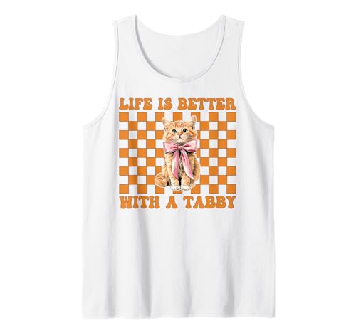 Das Leben ist Besser mit Einer orangefarbenen Katze, Mädchen, Katze, Mama, Kokette Tank Top von Womens Coquette Bow Orange Cat Tabby Cat Gifts