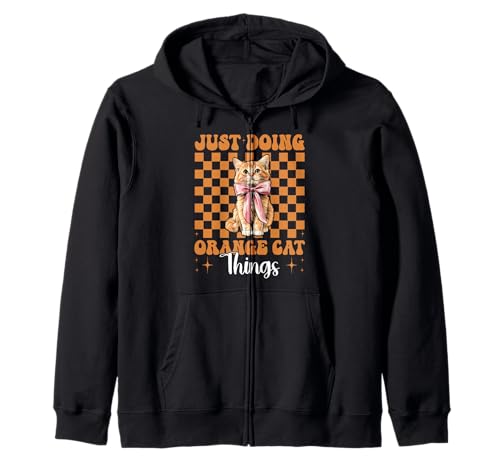 Just Doing Orange Cat Things Tabby Cat Girl Cat Mama Kokette Kapuzenjacke von Womens Coquette Bow Orange Cat Tabby Cat Gifts