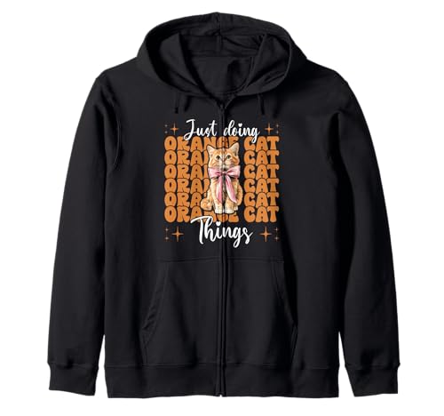 Just Doing Orange Cat Things Tabby Cat Girl Cat Mama Kokette Kapuzenjacke von Womens Coquette Bow Orange Cat Tabby Cat Gifts
