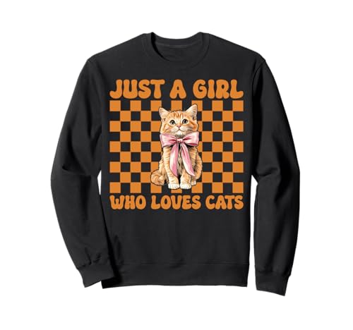 Nur EIN Mädchen, das Katzen liebt Orange Cat Tabby Cat Coquette Bow Sweatshirt von Womens Coquette Bow Orange Cat Tabby Cat Gifts
