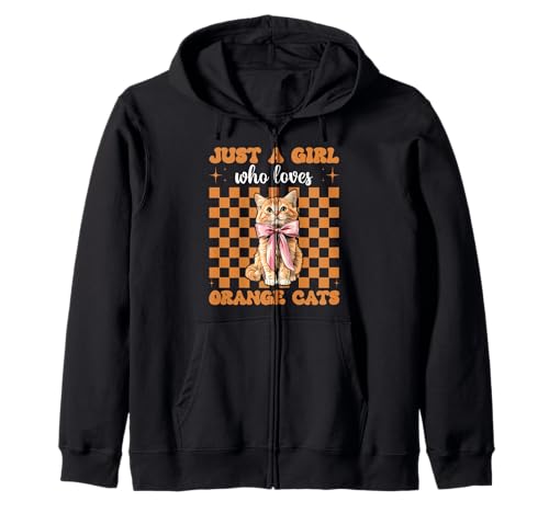 Nur EIN Mädchen, das Orange Cats liebt Tabby Cat Girl Coquette Kapuzenjacke von Womens Coquette Bow Orange Cat Tabby Cat Gifts