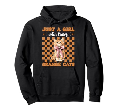 Nur EIN Mädchen, das Orange Cats liebt Tabby Cat Girl Coquette Pullover Hoodie von Womens Coquette Bow Orange Cat Tabby Cat Gifts