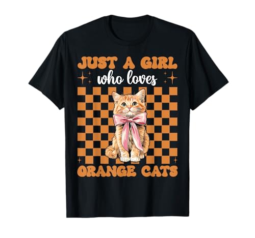 Nur EIN Mädchen, das Orange Cats liebt Tabby Cat Girl Coquette T-Shirt von Womens Coquette Bow Orange Cat Tabby Cat Gifts