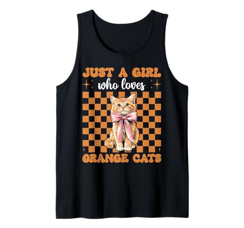 Nur EIN Mädchen, das Orange Cats liebt Tabby Cat Girl Coquette Tank Top von Womens Coquette Bow Orange Cat Tabby Cat Gifts