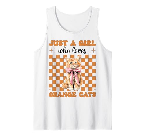 Nur EIN Mädchen, das Orange Cats liebt Tabby Cat Girl Coquette Tank Top von Womens Coquette Bow Orange Cat Tabby Cat Gifts