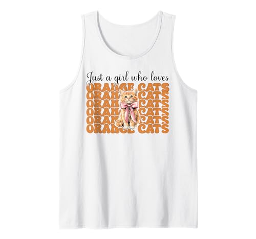 Nur EIN Mädchen, das Orange Cats liebt Tabby Cat Girl Coquette Tank Top von Womens Coquette Bow Orange Cat Tabby Cat Gifts