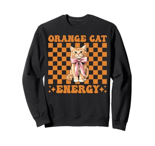Orange Cat Energy Tabby Cat Girl Cat Mom Kokette Bogen Sweatshirt von Womens Coquette Bow Orange Cat Tabby Cat Gifts