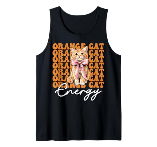 Orange Cat Energy Tabby Cat Girl Cat Mom Kokette Bogen Tank Top von Womens Coquette Bow Orange Cat Tabby Cat Gifts