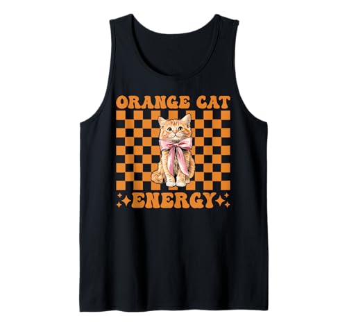 Orange Cat Energy Tabby Cat Girl Cat Mom Kokette Bogen Tank Top von Womens Coquette Bow Orange Cat Tabby Cat Gifts