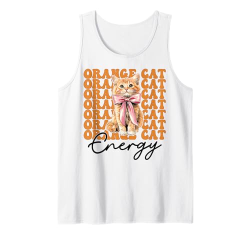 Orange Cat Energy Tabby Cat Girl Cat Mom Kokette Bogen Tank Top von Womens Coquette Bow Orange Cat Tabby Cat Gifts