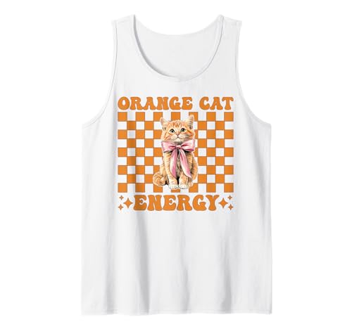 Orange Cat Energy Tabby Cat Girl Cat Mom Kokette Bogen Tank Top von Womens Coquette Bow Orange Cat Tabby Cat Gifts