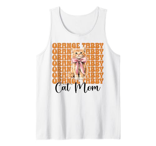 Orange getigerte Katze Mama Mama Muttertag Kokette Schleife Tank Top von Womens Coquette Bow Orange Cat Tabby Cat Gifts