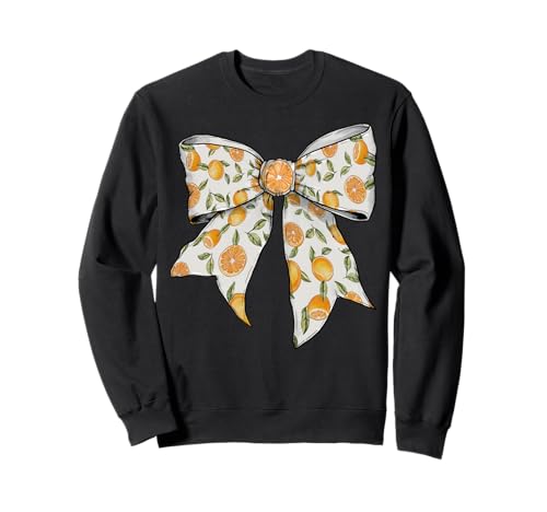 Niedliche orangefarbene Pfirsich-Zitrusfrüchte Muster Mädchen Kokette Schleife Sweatshirt Niedliche orangefarbene Pfirsich-Zitrusfrüchte Muster Mädchen Kokette Schleife Sweatshirt von Womens Coquette Bow Orange Peach Citrus Gifts