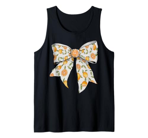 Niedliche orangefarbene Pfirsich-Zitrusfrüchte Muster Mädchen Kokette Schleife Tank Top Niedliche orangefarbene Pfirsich-Zitrusfrüchte Muster Mädchen Kokette Schleife Tank Top von Womens Coquette Bow Orange Peach Citrus Gifts