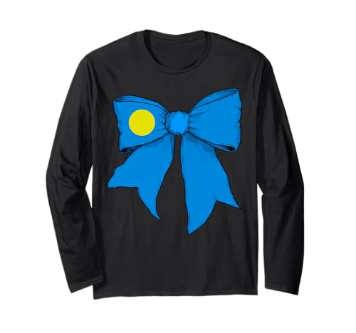 Kokettenschleifenband von Palau Palauans Pride Flag für Mädchen Langarmshirt von Womens Coquette Bow Palau Heritage Flag Gifts