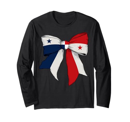 Panama Panamaischer Stolz Flagge Mädchen Kokette Schleife Band Langarmshirt von Womens Coquette Bow Panama Heritage Flag Gifts