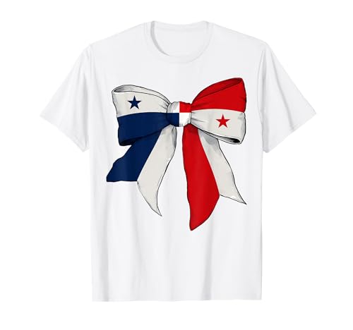 Panama Panamaischer Stolz Flagge Mädchen Kokette Schleife Band T-Shirt von Womens Coquette Bow Panama Heritage Flag Gifts