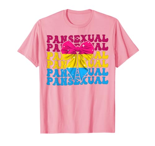 Pan-Pride-Schleifenband mit pansexueller Flagge für LGBTQ-Mädchen T-Shirt von Womens Coquette Bow Pansexual Flag LGBTQ Gifts
