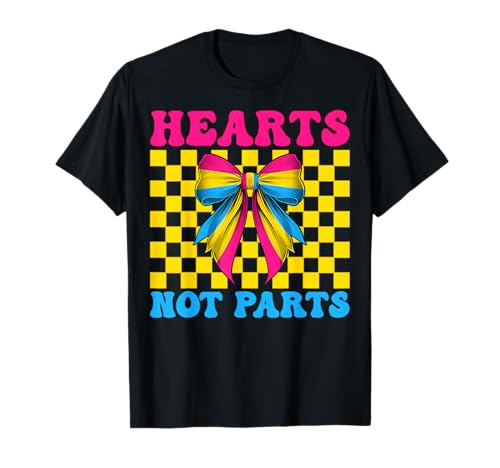 Lustige Pansexuelle Pan Pride Flagge LGBTQ Girl Hearts Not Parts T-Shirt von Womens Coquette Bow Pansexual Pan Pride Gifts