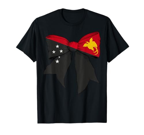 Papua-Neuguinea Papua-Neuguinea-Pride-Flagge Mädchen Kokette T-Shirt Papua-Neuguinea Papua-Neuguinea-Pride-Flagge Mädchen Kokette T-Shirt von Womens Coquette Bow Papua New Guinea Gifts