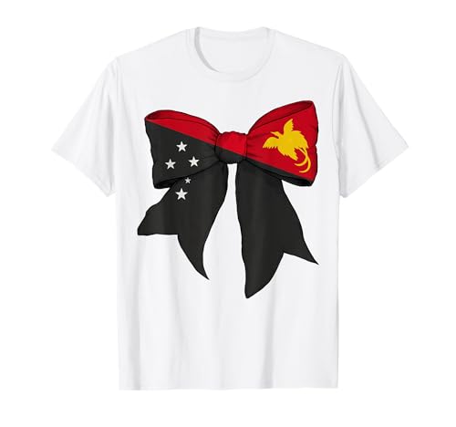 Papua-Neuguinea Papua-Neuguinea-Pride-Flagge Mädchen Kokette T-Shirt Papua-Neuguinea Papua-Neuguinea-Pride-Flagge Mädchen Kokette T-Shirt von Womens Coquette Bow Papua New Guinea Gifts