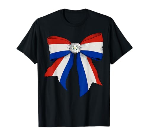 Paraguay Paraguayische Pride Flagge Mädchen Kokette Schleife Band T-Shirt Paraguay Paraguayische Pride Flagge Mädchen Kokette Schleife Band T-Shirt von Womens Coquette Bow Paraguay Heritage Flag Gifts